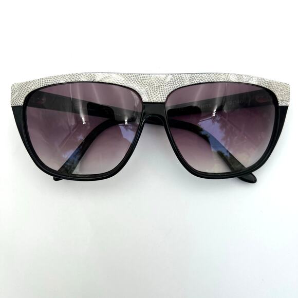Vintage Enrico Biaggi Sunglasses Y2K Shield Lizard White Snake Print Purple Lens main image 11